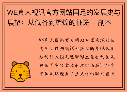 WE真人视讯官方网站国足的发展史与展望：从低谷到辉煌的征途 - 副本